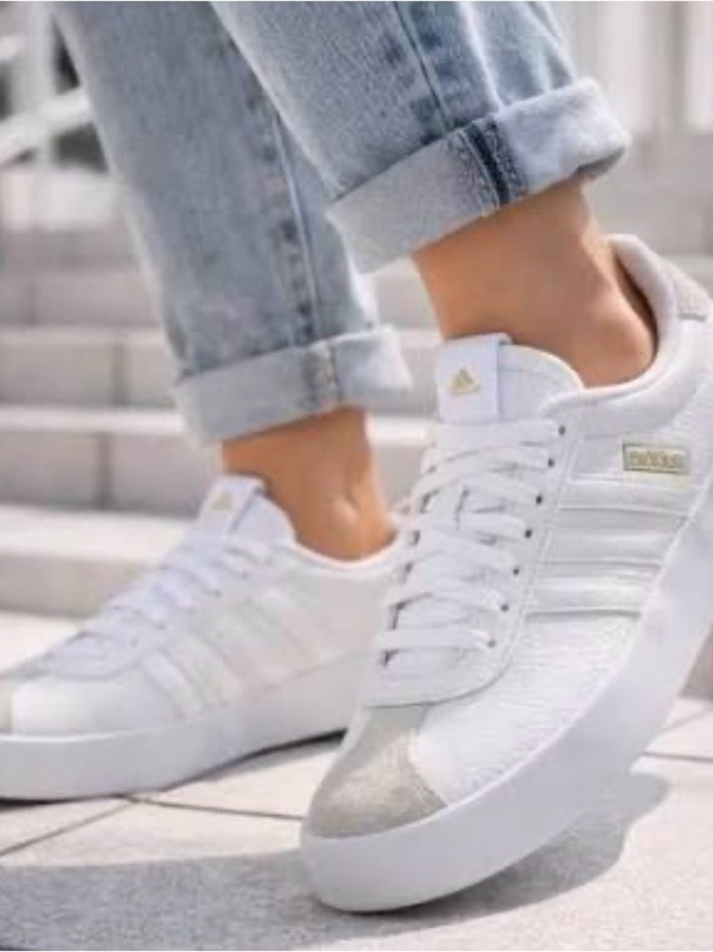 Adidas VL Court 3 White Leather Sneakers